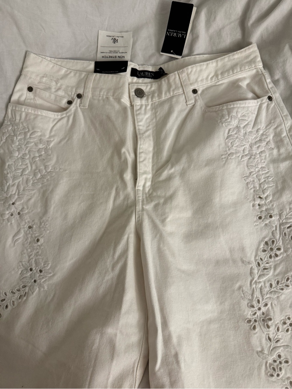 Ralph Lauren White embroidered Straight women’s Jeans